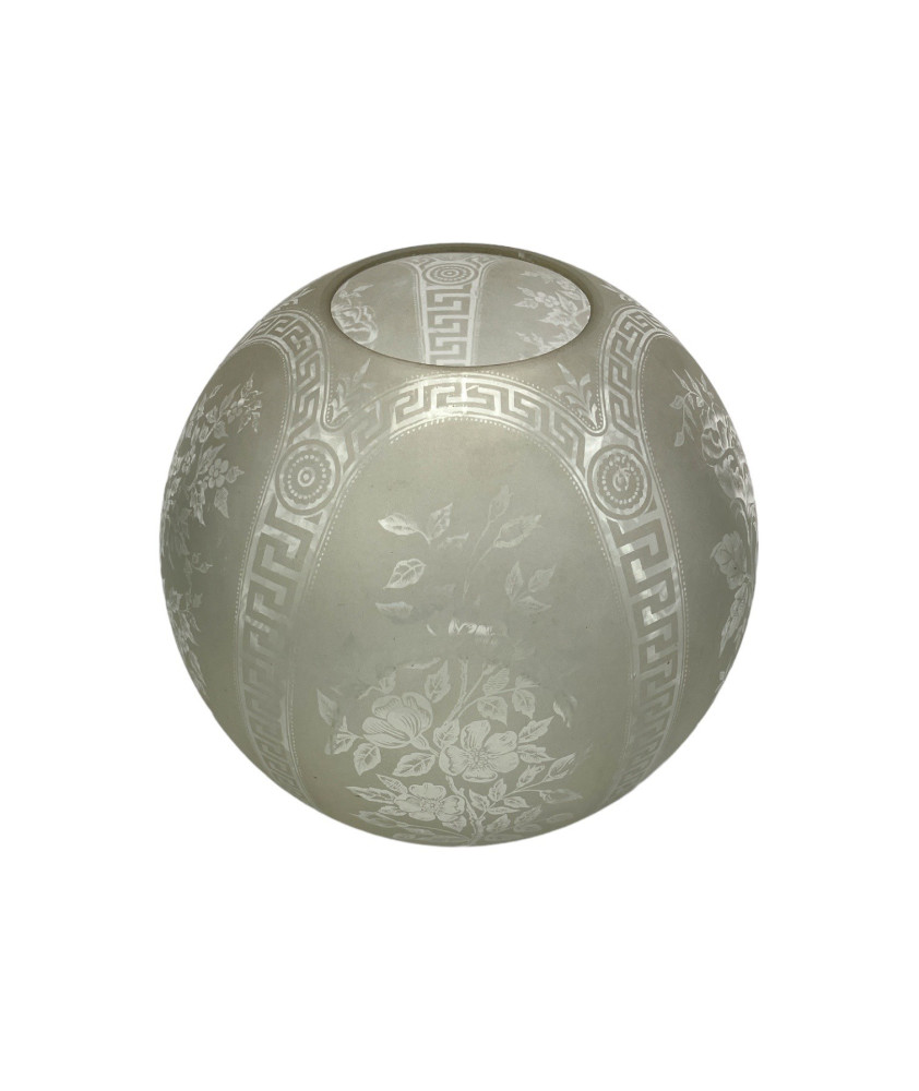 Oil Lamp Globe Shade with Decorative Pattern and 100mm Base